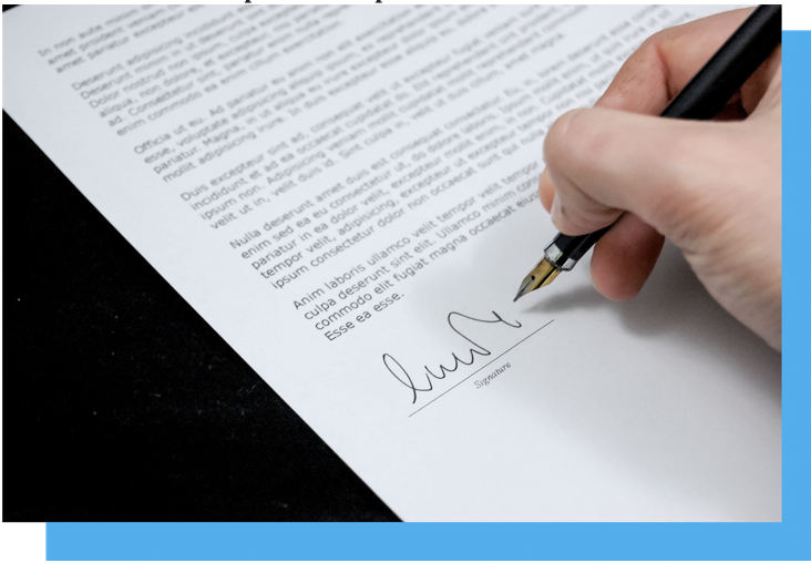 signing a document